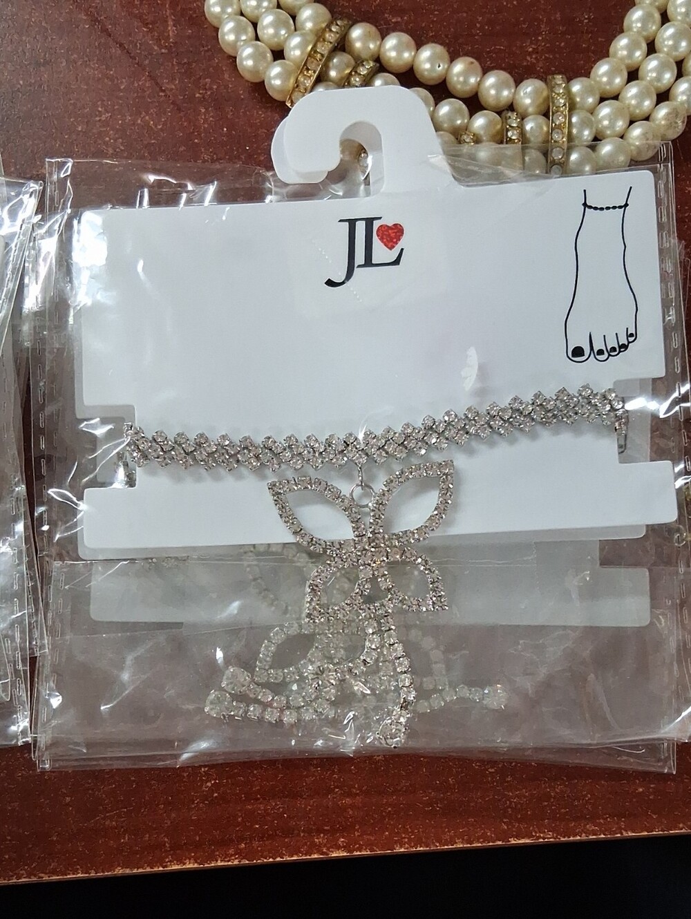 JL Silver Crystal Floral Anklet - Sparkling Foot Bracelet